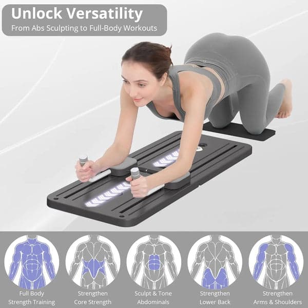 Supplier workout graphic showing the black Pilates board in use