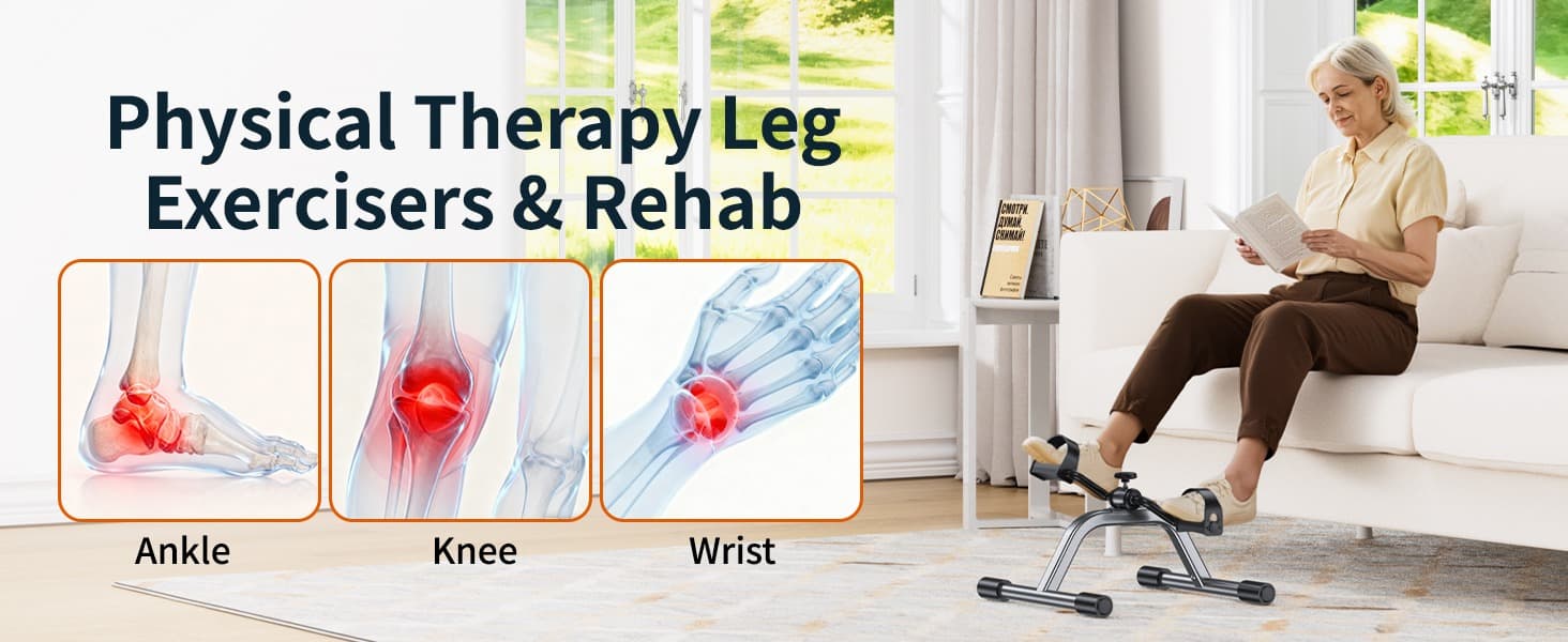 Physical therapy leg exerciser for ankle, knee, and wrist rehabilitation