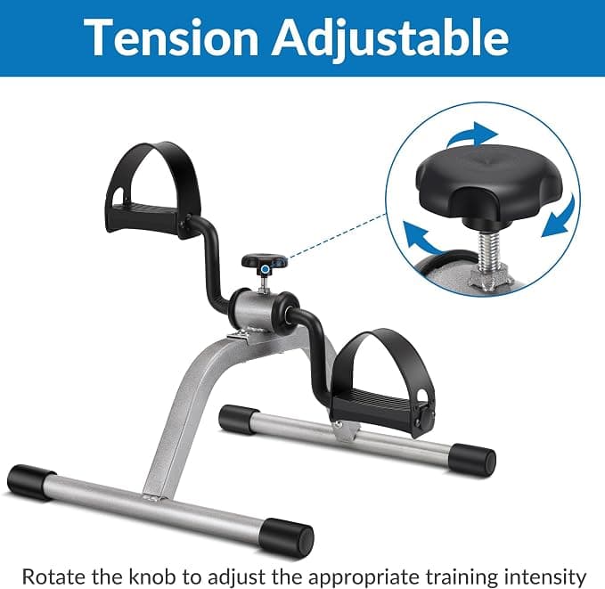 Tension adjustable resistance knob on the pedal exerciser