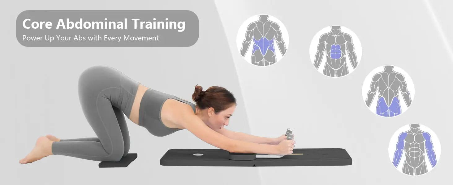Illustration of core, arm, and lower-body training using a black demonstration variant
